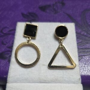 Geometric Black and Gold Earrings
